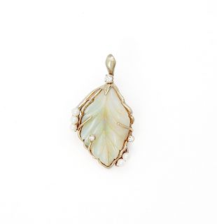14k Opal Diamond Pearl Pendant