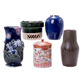 Five pieces of 19th and early 20th century Japanese por
