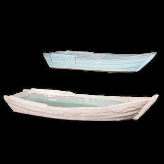 Two Japanese Porcelain Ikebana boats.