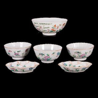 Six 19th century Chinese porcelain bowls.