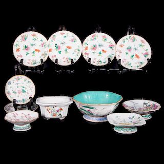 Lot of twelve 19th century Chinese porcelain dishes and