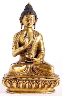 Gilt bronze Buddha.