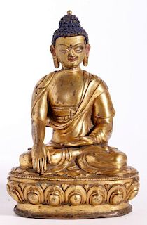 Tibetan gilt bronze Buddha.