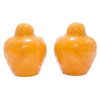 A pair of late 19th century Chinese Peking glass ginger