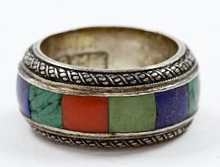 A multi-stone silver ring.