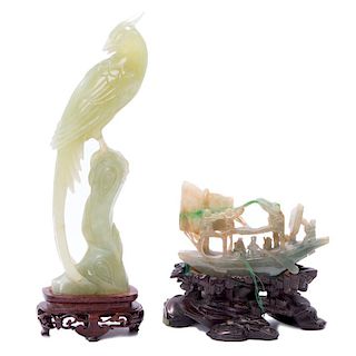 Two Chinese jadeite carvings.