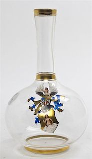 A Continental Enameled Glass Bottle, Height 8 3/4 inches.