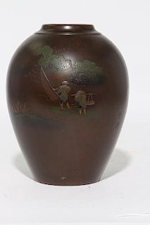 A Japanese Meiji bronze vase.