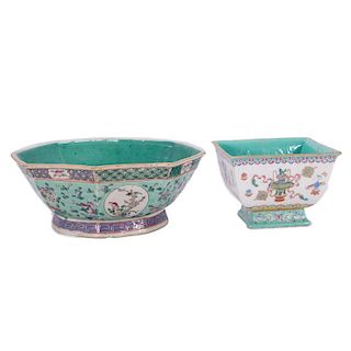 Two 19th century Chinese porcelain footed bowls.