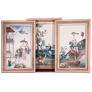 Three Chinese paintings.