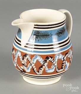 Mocha pitcher, 19th c., with earthworm decoration