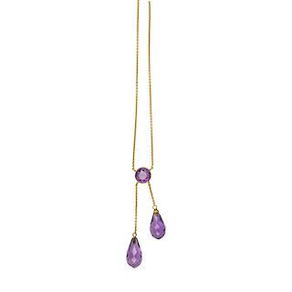 EDWARDIAN AMETHYST & YELLOW GOLD NEGLIGEE NECKLACE