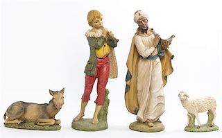 A Cast Resin Nativity Set, Height of tallest 24 inches.
