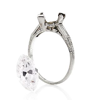 FANCY 2.78 CTS. MARQUISE-BRILLIANT-CUT DIAMOND ENGAGEMENT RING