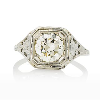 ART DECO DIAMOND & WHITE GOLD ENGAGEMENT RING