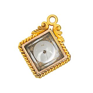 EARLY 20TH. CRYSTAL & YELLOW GOLD COMPASS WATCH FOB