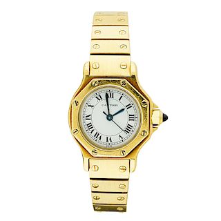 LADY'S CARTIER "SANTOS" YELLOW GOLD WATCH