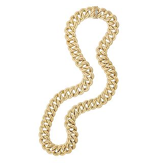 YELLOW GOLD LONG DOUBLE CURB LINK CHAIN NECKLACE