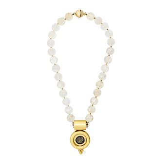 ROCK CRYSTAL BEAD & COIN NECKLACE