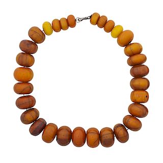 AMBER & FAUX AMBER BEAD NECKLACE