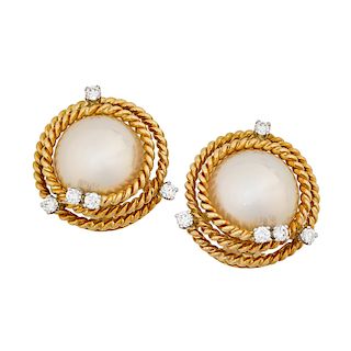 SCHLUMBERGER, TIFFANY & CO. MABE PEARL "ROPE" EARRINGS