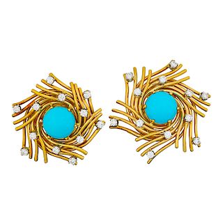 SCHLUMBERGER, TIFFANY & CO. TURQUOISE EARRINGS
