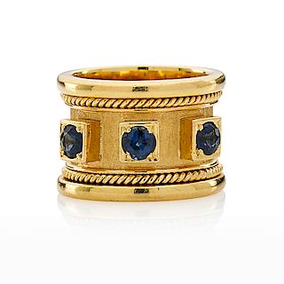 YELLOW GOLD & SAPPHIRE BAND RING