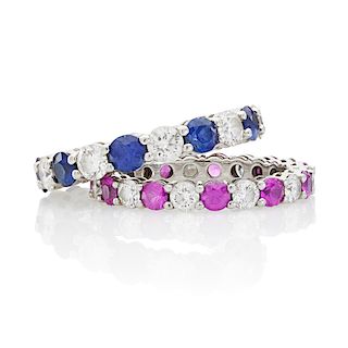 TIFFANY & CO. "EMBRACE" SAPPHIRE ETERNITY BAND RINGS