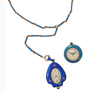 ENAMELED SILVER PENDANT WATCHES