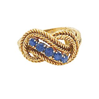 TIFFANY & CO. SAPPHIRE & YELLOW GOLD RING