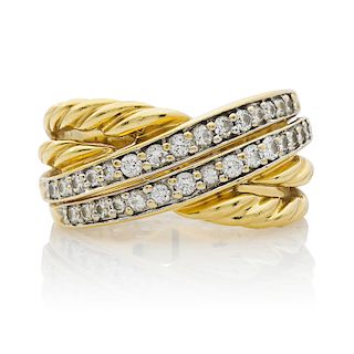 DAVID YURMAN DIAMOND & YELLOW GOLD "CROSSOVER" RING