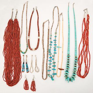 MOSTLY NATIVE AMERICAN BEADED JEWELRY