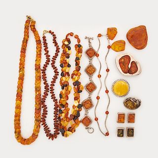 COLLECTION OF AMBER JEWELRY