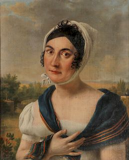 INTERESTING PORTRAIT OF WOMAN CIRCA 1825
