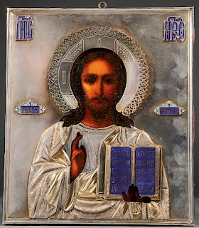 A RUSSIAN ICON OF CHRIST, CIRCA 1900