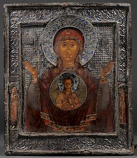 RUSSIAN ICON OF THE SIGN MOTHER OF GOD, 17 C