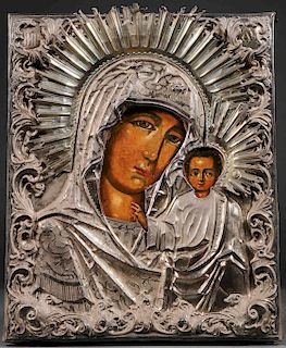 A RUSSIAN ICON OF THE KAZAN MOTHER OF GOD, 1857