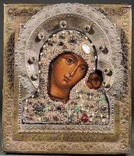 RUSSIAN ICON OF THE KAZAN MOTHER OF GOD, 19TH C