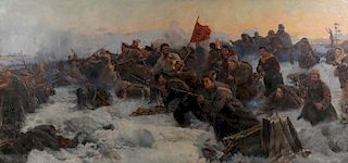 EPIC RUSSIAN WAR PAINTING I.V. EVSTIGNEEV
