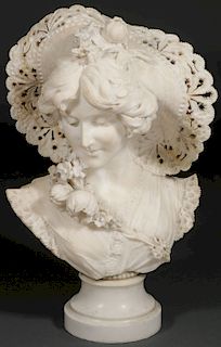 ITALIAN CARVED MARBLE BUST C 1890