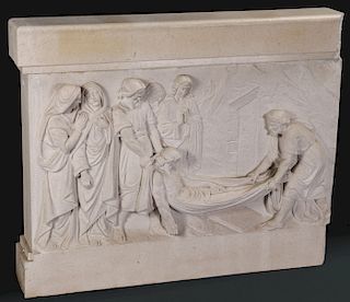 CARVED RELIEF MARBLE PANEL DEPOSITION C 1915