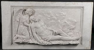 A VERY FINE CARVED MARBLE PLAQUE C 1890