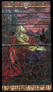 LARGE STAINED GLASS WINDOW OF CHRIST C 1915