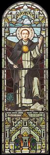 LARGE STAINED GLASS WINDOW OF ST. THOMAS 