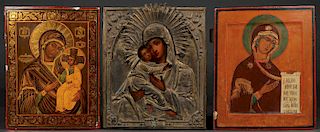 THREE RUSSIAN ICONS OF THE MOTHER OF GOD