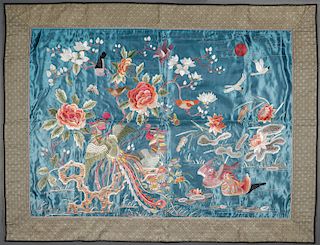 TWO FINELY EMBROIDERED CHINESE SILK PANELS
