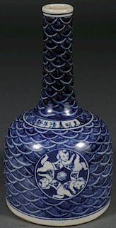 A CHINESE BLUE AND WHITE VASE, PROBABLY QING