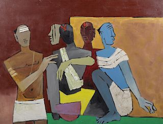 LARGE OIL ATTRIBUTED TO M.F. HUSAIN