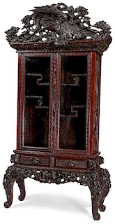 LARGE CARVED CHINESE EXPORT CABINET