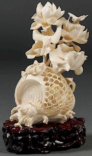 CHINESE CARVED IVORY FIGURAL GROUPING